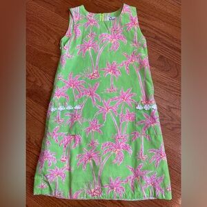 Lilly Pulitzer Pink Palm Print Shift Dress on Lime Green